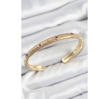 Pirinç Renkli Zirkon Taşlı Vintage Model Gold Renk Kadın Kelepçe - TJ-BB7579