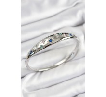 Pirinç Zirkon Taşlı Kutup Yıldızı Ve Hilal Model Gümüş Renk Kadın Kelepçe - TJ-BB7575