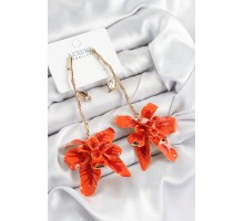 Pirinç Sallantılı Kırmızı Çiçek Model Gold Renk Kadın Küpe - TJ-BKP10982