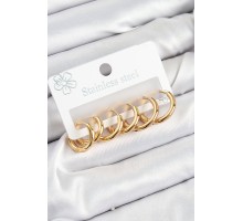 316L Çelik Halka Model Gold Renk 3'lü Set Kadın Küpe - TJ-BKP10983