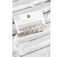 316L Çelik Halka Model Gümüş Renk 3'lü Set Kadın Küpe - TJ-BKP10984