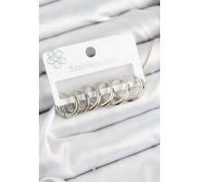 316L Çelik Halka Model Gümüş Renk 3'lü Set Kadın Küpe - TJ-BKP10984