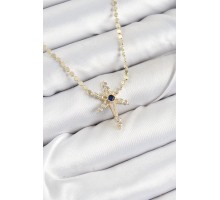 Pirinç Zirkon Taşlı Kutup Yıldızı Model Ezme Zincir Gold Renk Kadın Kolye - TJ-BKO10388