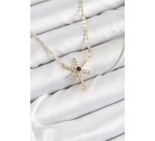 Pirinç Zirkon Taşlı Kutup Yıldızı Model Ezme Zincir Gold Renk Kadın Kolye - TJ-BKO10388