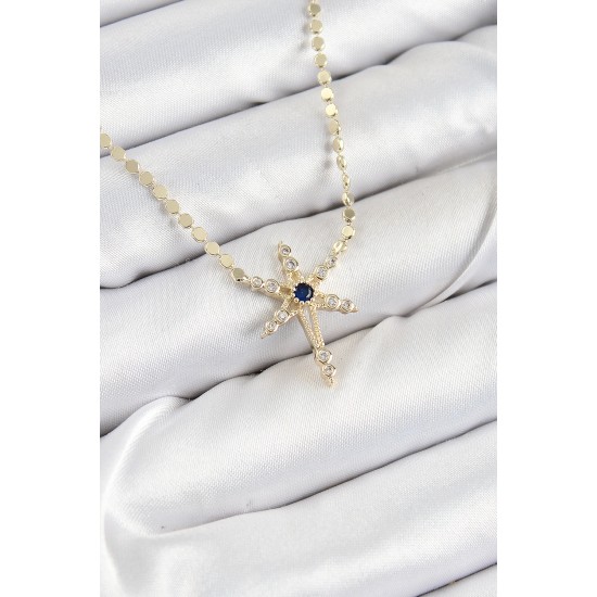 Pirinç Zirkon Taşlı Kutup Yıldızı Model Ezme Zincir Gold Renk Kadın Kolye - TJ-BKO10388