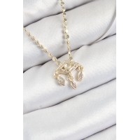 Pirinç Zirkon Taşlı Sallantılı Göz Model Ezme Zincir Gold Renk Kadın Kolye TJ-BKO10389
