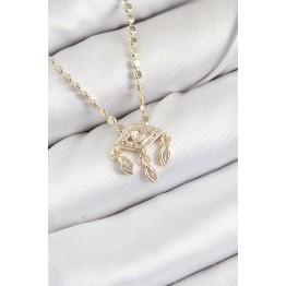 Pirinç Zirkon Taşlı Sallantılı Göz Model Ezme Zincir Gold Renk Kadın Kolye TJ-BKO10389