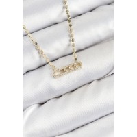 Pirinç Zirkon Taşlı Messika Model Ezme Zincir Gold Renk Kadın Kolye - TJ-BKO10391