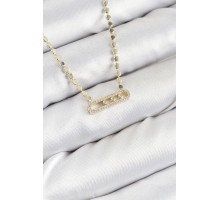 Pirinç Zirkon Taşlı Messika Model Ezme Zincir Gold Renk Kadın Kolye - TJ-BKO10391