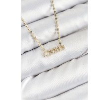 Pirinç Zirkon Taşlı Messika Model Ezme Zincir Gold Renk Kadın Kolye - TJ-BKO10391