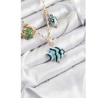 Seramik Motifli Balık Figürlü Model Krem İp Kadın Kolye - TJ-BKO10394