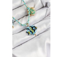 Seramik Motifli Balık Figürlü Model Mavi İp Kadın Kolye - TJ-BKO10395