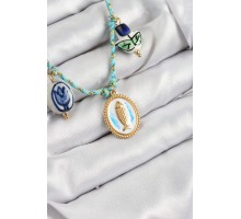 Seramik Motifli Balık Figürlü Model Mavi İp Kadın Kolye - TJ-BKO10399