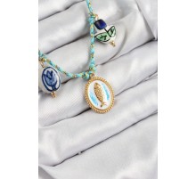 Seramik Motifli Balık Figürlü Model Mavi İp Kadın Kolye - TJ-BKO10399