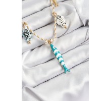 Seramik Motifli Balık Figürlü Model Krem İp Kadın Kolye - TJ-BKO10401