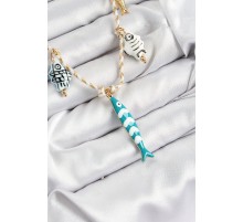 Seramik Motifli Balık Figürlü Model Krem İp Kadın Kolye - TJ-BKO10401