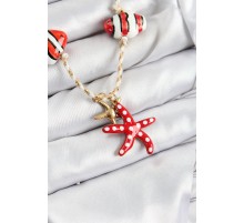 Seramik Motifli Deniz Yıldzı Figürlü Model Krem İp Kadın Kolye - TJ-BKO10403