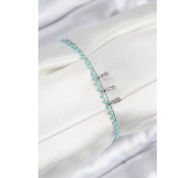 Pirinç Zirkon Taşlı Mavi Boncuklu Model Gümüş Renk Kadın Bileklik - TJ-BB7582