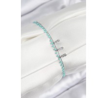 Pirinç Zirkon Taşlı Mavi Boncuklu Model Gümüş Renk Kadın Bileklik - TJ-BB7582