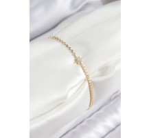 Pirinç Zirkon Taşlı Kutup Yıldızı Model Ezme Zincir Gold Renk Kadın Bileklik - TJ-BB7587