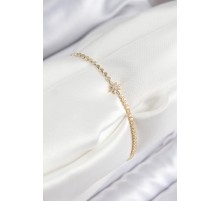 Pirinç Zirkon Taşlı Kutup Yıldızı Model Ezme Zincir Gold Renk Kadın Bileklik - TJ-BB7587