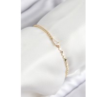 Pirinç Zirkon Taşlı Damla Model Ezme Zincir Gold Renk Kadın Bileklik - TJ-BB7589