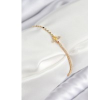 Pirinç Zirkon Taşlı Arı Model Ezme Zincir Gold Renk Kadın Bileklik - TJ-BB7595