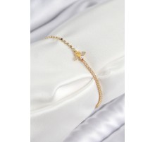 Pirinç Zirkon Taşlı Arı Model Ezme Zincir Gold Renk Kadın Bileklik - TJ-BB7595