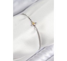 Pirinç Zirkon Taşlı Arı Model Ezme Zincir Gümüş Renk Kadın Bileklik - TJ-BB7596