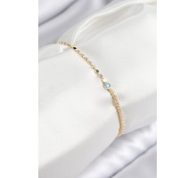 Pirinç Zirkon Taşlı Boncuk Model Ezme Zincir Gold Renk Kadın Bileklik - TJ-BB7597