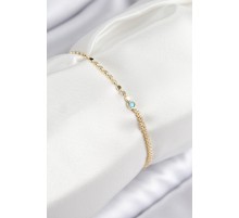Pirinç Zirkon Taşlı Boncuk Model Ezme Zincir Gold Renk Kadın Bileklik - TJ-BB7597