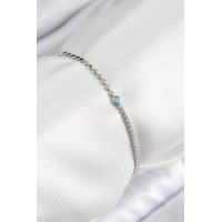 Pirinç Zirkon Taşlı Boncuk Model Ezme Zincir Gümüş Renk Kadın Bileklik TJ-BB7598