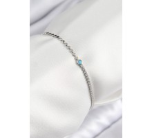 Pirinç Zirkon Taşlı Boncuk Model Ezme Zincir Gümüş Renk Kadın Bileklik - TJ-BB7598