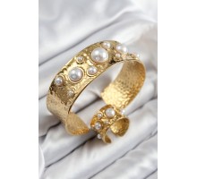 Pirinç İncili Model Gold Renk Bileklik Yüzük Set - TJ-BB7606