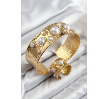 Pirinç İncili Model Gold Renk Bileklik Yüzük Set - TJ-BB7606