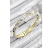 Mineli Pirinç Çiçek Motifli Gold Renk Kadın Kelepçe - TJ-BB7609