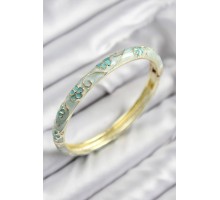 Mineli Pirinç Çiçek Motifli Gold Renk Kadın Kelepçe - TJ-BB7612