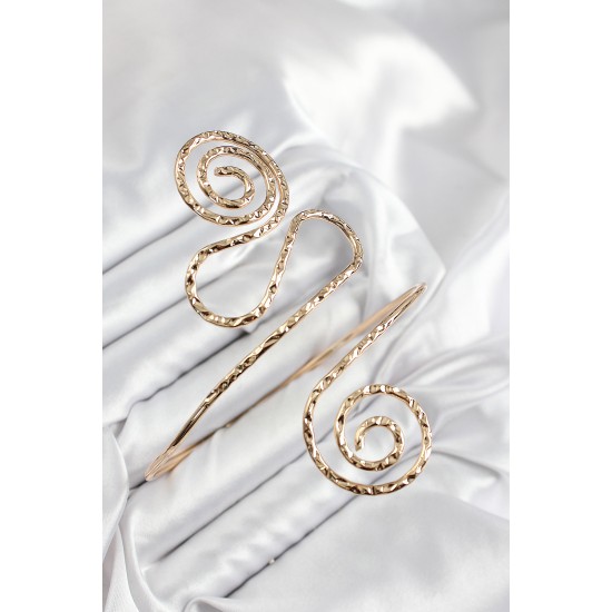 Pirinç Etnik Model Gold Renk Pazu Bileklik - TJ-BB7616