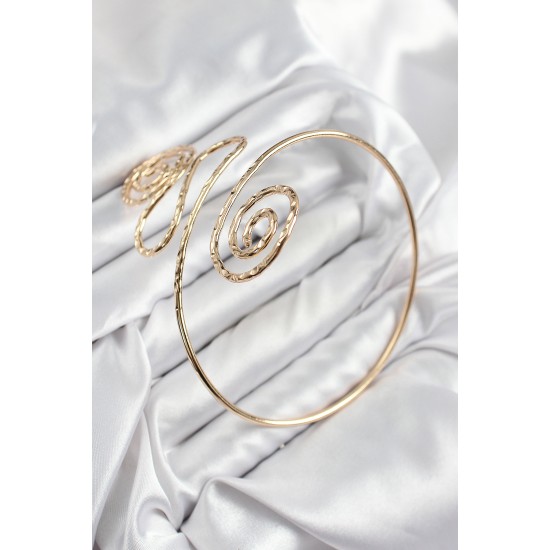 Pirinç Etnik Model Gold Renk Pazu Bileklik - TJ-BB7616