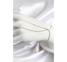 Pirinç Zirkon Taşlı Ezme Zincir Model Gold Renk Kadın Şahmeran - TJ-SN689