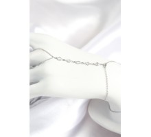 Pirinç Zirkon Taşlı Y Model Gümüş Renk Kadın Şahmeran - TJ-SN692