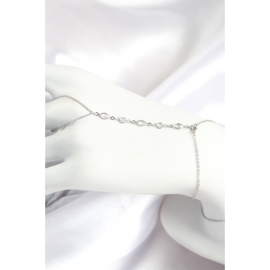 Pirinç Zirkon Taşlı Y Model Gümüş Renk Kadın Şahmeran - TJ-SN692