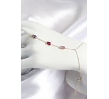 Pirinç Renkli Zirkon Taşlı Dikdörtgen Model Gold Renk Kadın Şahmeran - TJ-SN693