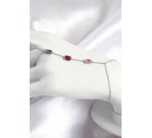 Pirinç Renkli Zirkon Taşlı Dikdörtgen Model Gümüş Renk Kadın Şahmeran - TJ-SN694