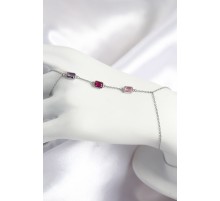 Pirinç Renkli Zirkon Taşlı Dikdörtgen Model Gümüş Renk Kadın Şahmeran - TJ-SN694