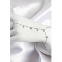 Pirinç Zirkon Taşlı Sallantılı Model Gümüş Renk Kadın Şahmeran TJ-SN696