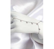 Pirinç Zirkon Taşlı Sallantılı Model Gümüş Renk Kadın Şahmeran - TJ-SN696