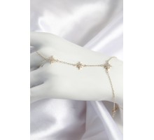 Pirinç Zirkon Taşlı Kutup Yıldızı Model Gold Renk Kadın Şahmeran - TJ-SN697