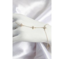 Pirinç Zirkon Taşlı Kutup Yıldızı Model Gold Renk Kadın Şahmeran - TJ-SN697