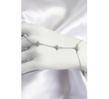 Pirinç Zirkon Taşlı Kutup Yıldızı Model Gümüş Renk Kadın Şahmeran - TJ-SN698